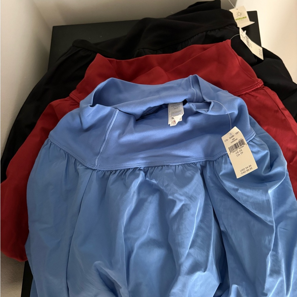 aerie Offline by aerie Three-Piece Skirt Set in Light Blue, Red & Black